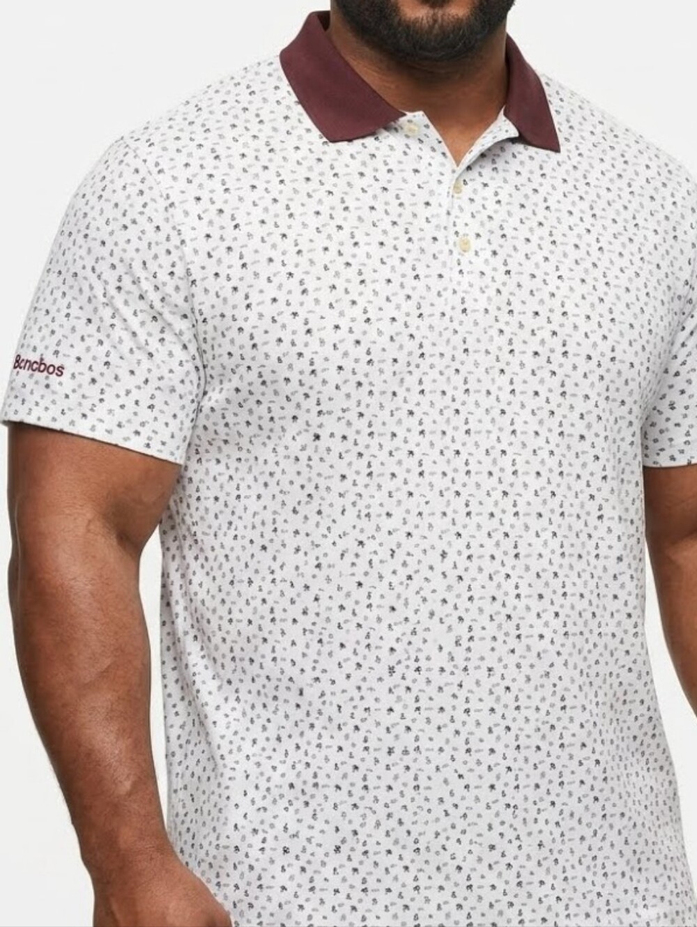 Bonobos White & Burgundy Polo With Beachy Print